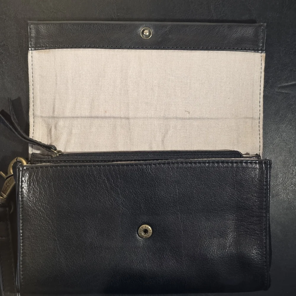 DAY & MOOD Black Leather Clutch Wristlet Wallet Anthropologie